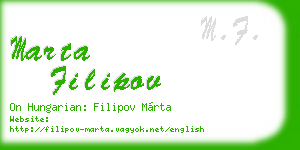 marta filipov business card